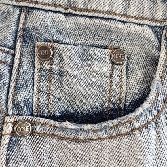 One Teaspoon Floral Embroidered Long Trucker Denim Skirt Retro Boho  US Size 26 - Picture 9 of 15